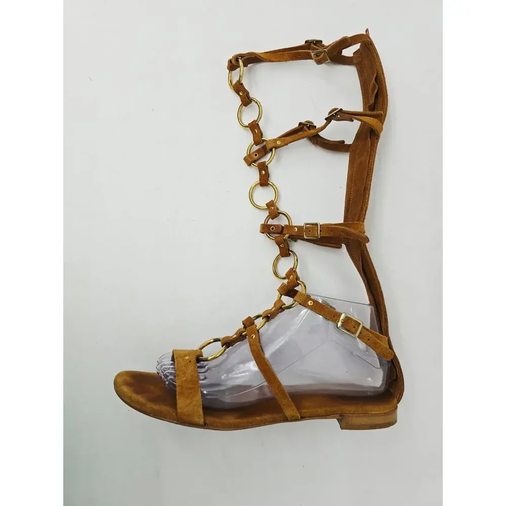 Free People Gladiator Road Trip Tall Sandals Leather Tan EU 39